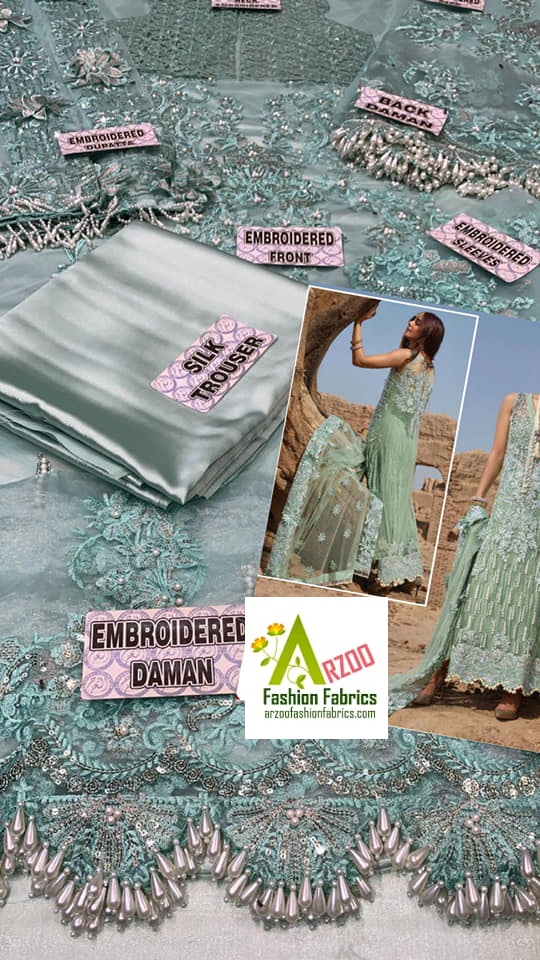 Luxe Wedding by Saira Shakira Net Embroidered 2021 with Ne Emb Dupatta, Silk Trouser (3Pc)