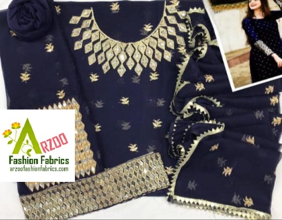 Agha Noor Chiffon Mirror Embroidered 2021 with Chiffon Emb Dupatta, Malai Trouser (3Pc)