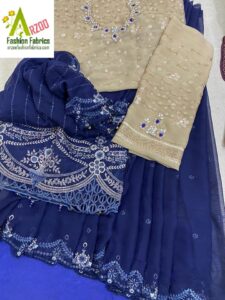 Maria.b Saaree Chiffon Embroidered 2021 with Silk Trouser