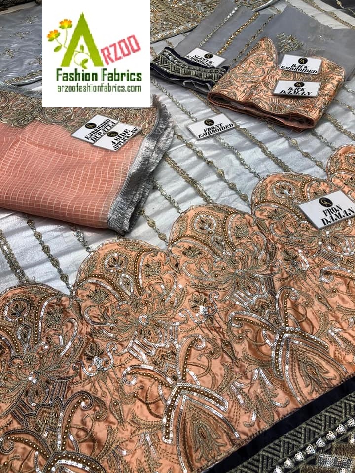 Kashee's Bridal Net Adda work Embroidered 2021 with Organza Dupatta (3Pc)