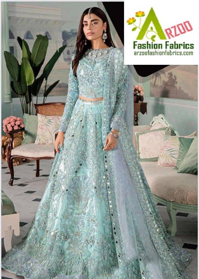 Republic Bridal Net Embroidered 2021 with Net Emb Dupatta (12 kali semi stitched)