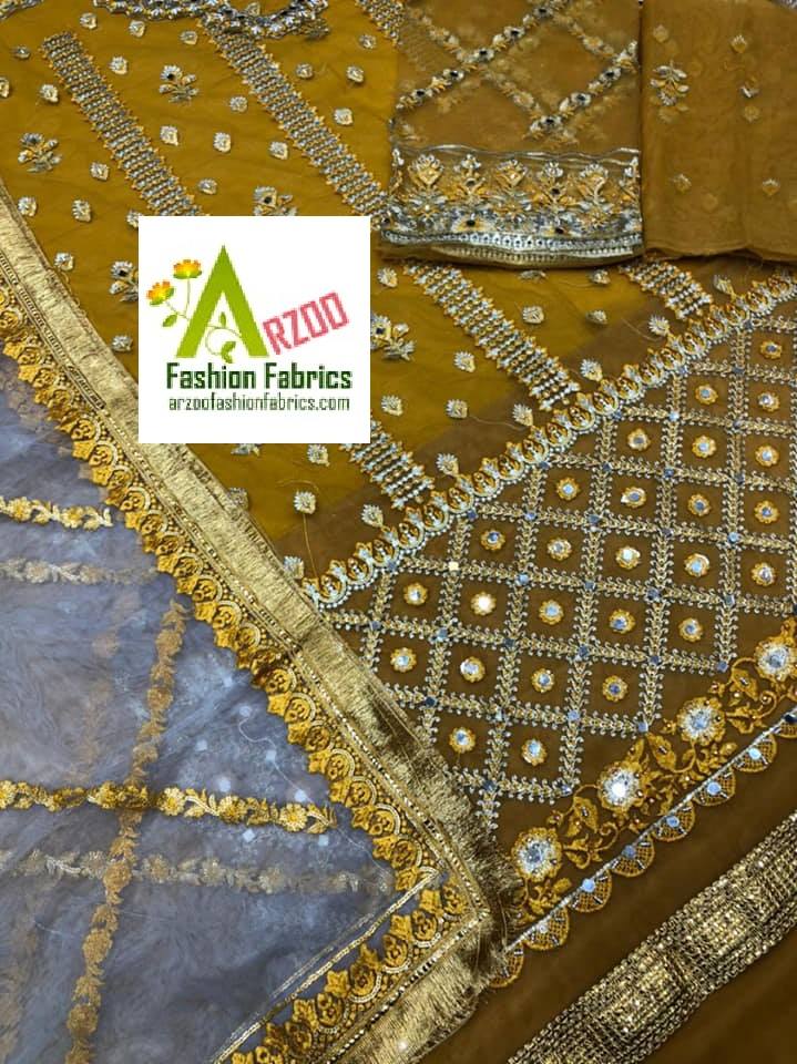 Noor Bridal Net Embroidered 2021 with Net Emb Dupatta, Net Emb Ghagra