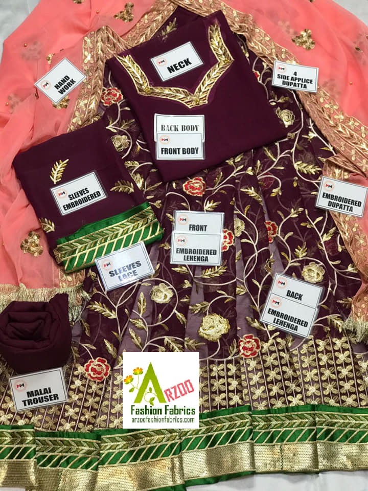 Indian Vipul Bridal Chiffon Embroidered 2021 with Chiffon Emb Dupatta, Malai Trouser