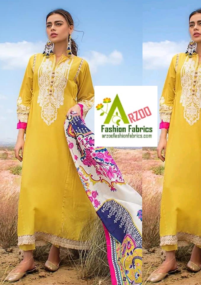 Khaadi Lawn Embroidered 2021 with Digital Print Silk Dipatta
