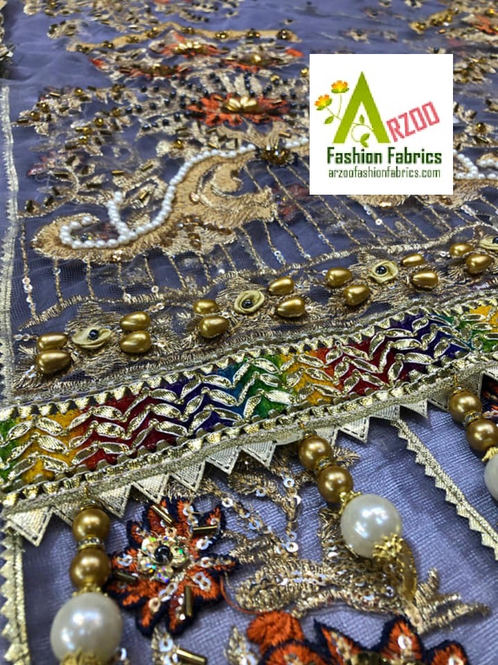 Bridal Lehnga 12 Kali Net Dabka Embroidered 2021 with Net Emb Dupatta (Handwork)