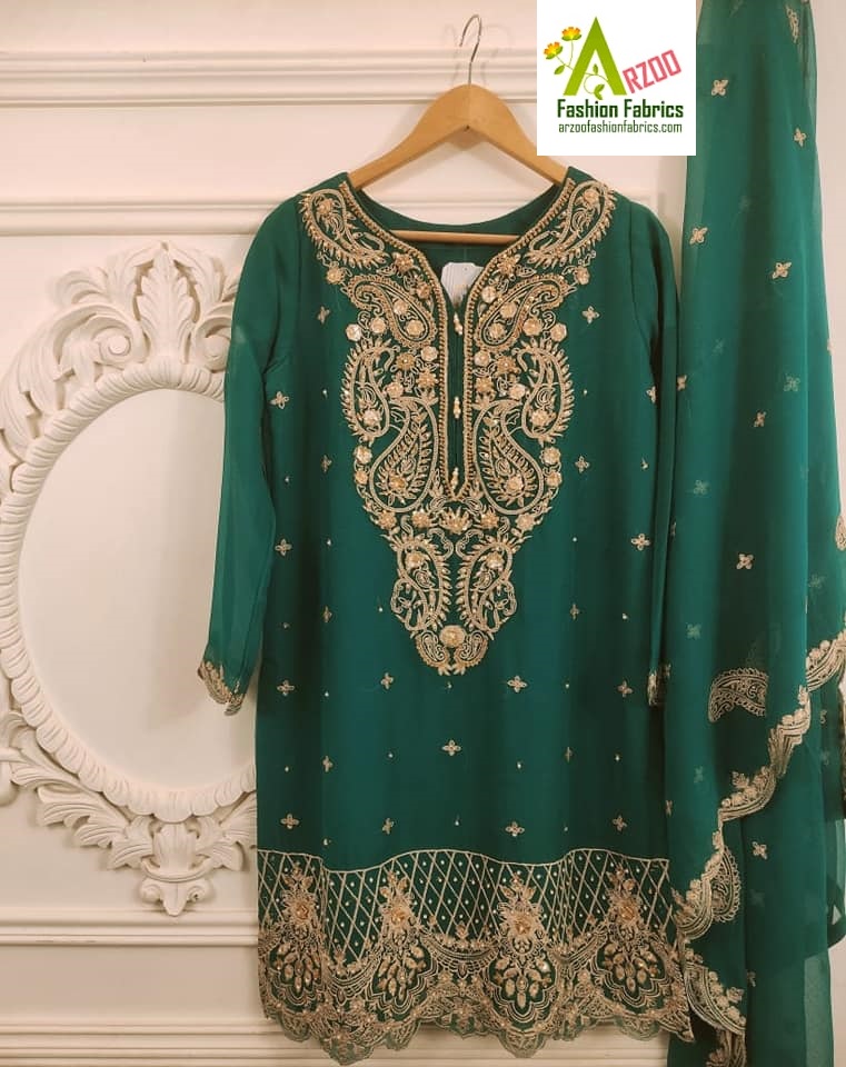 Agha Noor Stitched Chiffon Embroidered 2021 with Chiffon Emb Dupatta (2Pc)