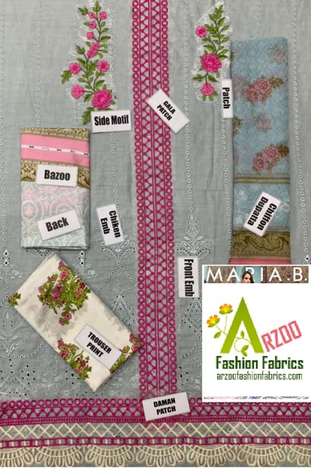 Maria.b Eid Chikankari Embroidered 2021 with Chiffon Dupatta (3Pc) Set of 5 Suits