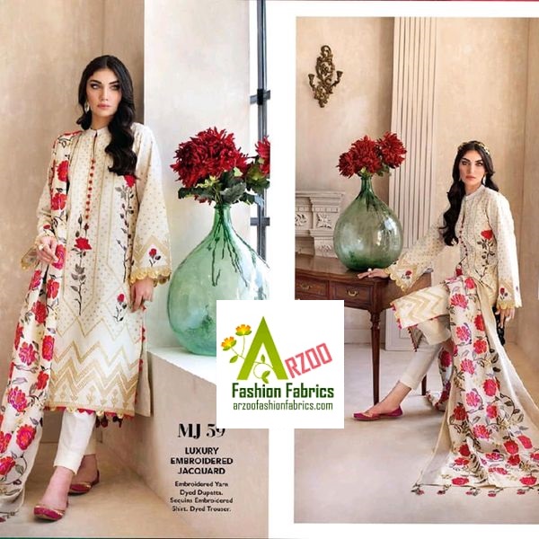 Gul Ahmed Cotton Embroidered 2021 with Paper Cotton Emb Dupatta, Cotton Trouser (3Pc)